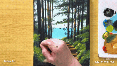 Person Painting Forest Made In Animatica GIF