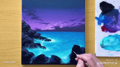 Person Painting Ocean Made In Animatica GIF