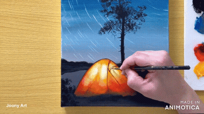 Person Painting Tent With Brush GIF