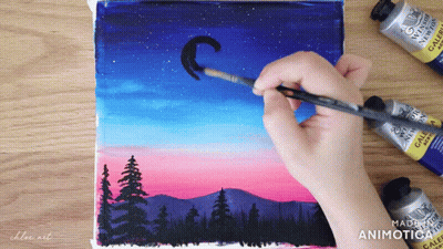 Person Painting With Brush And Winsor And Newton Acrylic Paint GIF