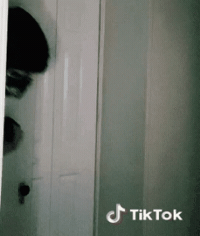 Person Peeking From Behind Door With TikTok Watermark GIF