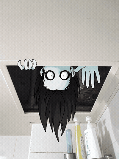 Person Peeking Out Of Ceiling Hole GIF