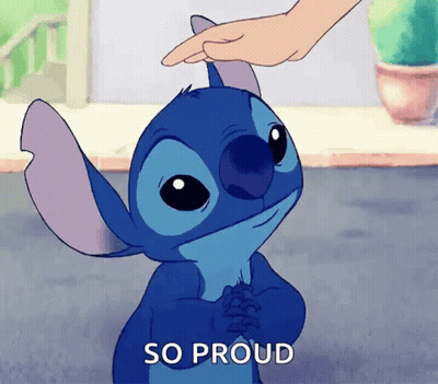 Person Petting Stitch's Ear Saying So Proud GIF