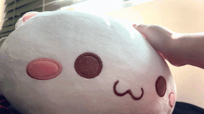 Person Petting Stuffed Animal Saying Ow GIF