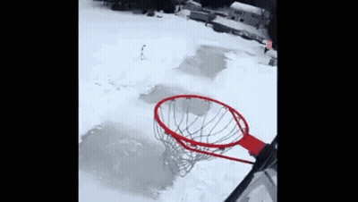 Person Playing Basketball In Snow GIF
