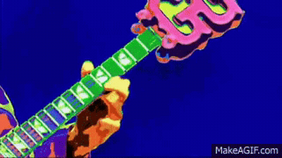 Person Playing Colorful Guitar With Letter G GIF