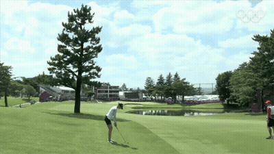 Person Playing Golf With Olympics Logo GIF