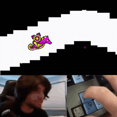 Person Playing Video Game With Purple And Yellow Seahorse GIF