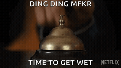 Person Pressing Bell Saying Time To Get Wet GIF