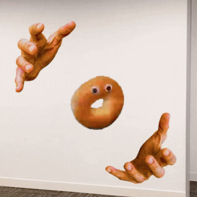 Person Reaching For Falling Bagel GIF