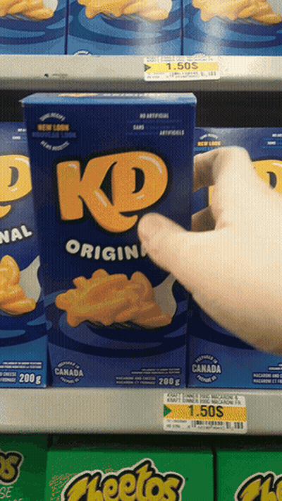 Person Reaching For KD Original Macaroni Cheese GIF
