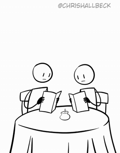 Person Reading Menu Saying It Makes Sense To Eat Warm Food When It's Cold GIF