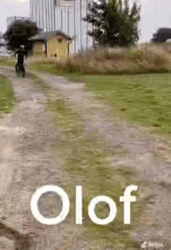 Person Riding Bike Down Dirt Road With Olof GIF