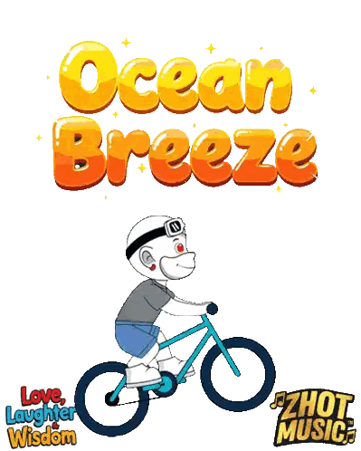 Person Riding Bike Ocean Breeze Sticker