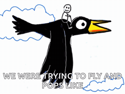 Person Riding Black Bird We Were Trying To Fly GIF
