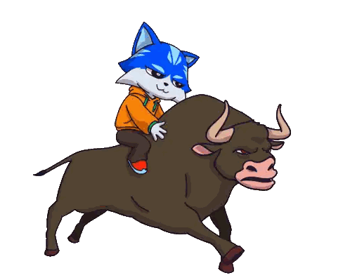 Person Riding Bull With Horns Sticker