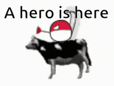 Person Riding Cow With Text A Hero Is Here GIF
