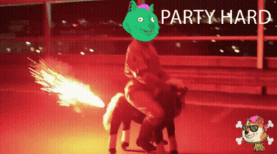 Person Riding Dog Saying Party Hard GIF
