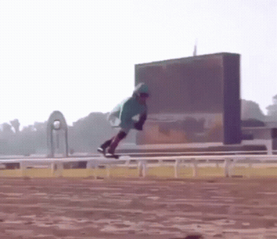 Person Riding Horse With Umbrella GIF