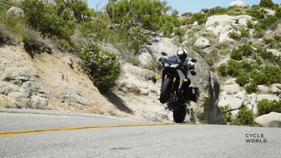 Person Riding Motorcycle Saying Cycle World GIF