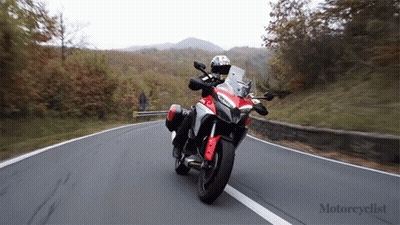 Person Riding Red And White Motorcycle Motorcyclist GIF