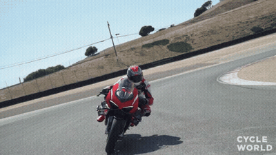 Person Riding Red Motorcycle On Track Cycle World GIF