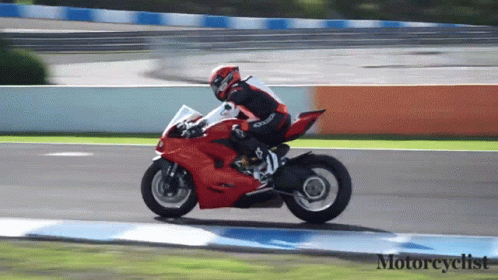 Person Riding Red Motorcycle With Motorcyclist Text GIF
