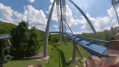 Person Riding Roller Coaster In Park GIF