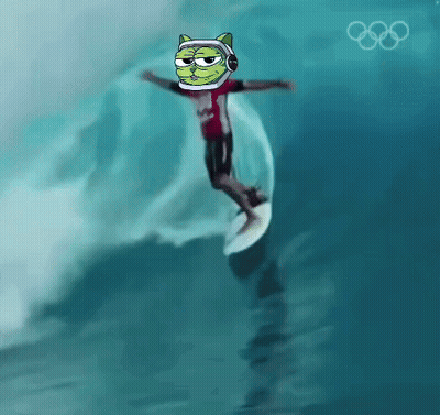 Person Riding Wave With Olympic Rings GIF