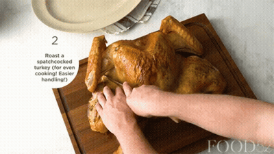 Person Roasting Spatchcocked Turkey GIF