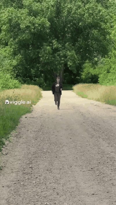 Person Running Down Dirt Road GIF