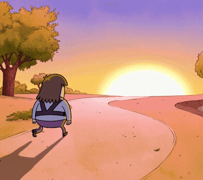 Person Running Down Path With Sun GIF