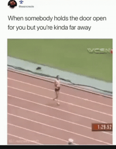 Person Running On Track When Door Opens GIF