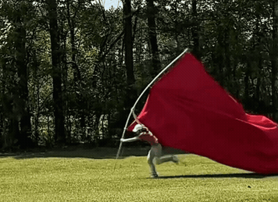 Person Running With Red Flag On Pole GIF