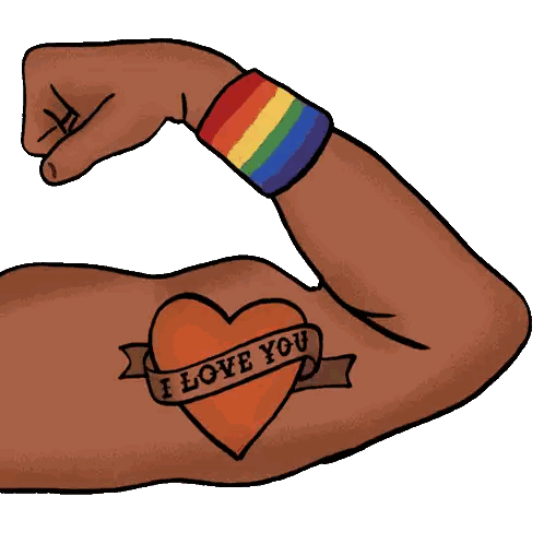 Person's Arm With Rainbow Wristband Heart Tattoo I Love You Sticker