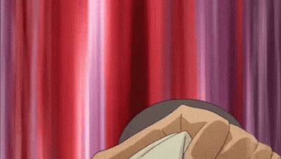 Person's Face Close Up Red Curtain GIF