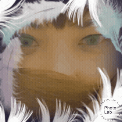 Person's Face Surrounded By White Feathers GIF