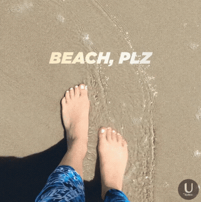 Person's Feet On Beach Saying Ch Plz GIF