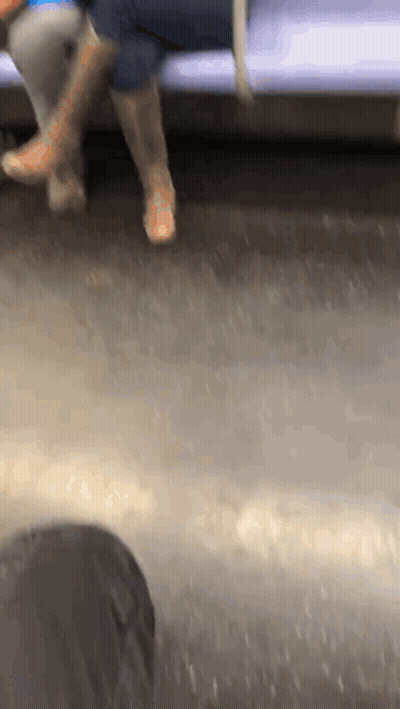Person's Feet Sitting On Train GIF