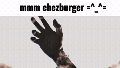 Person's Hands With Mmm Chezburger GIF