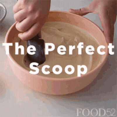 Person Scooping From Bowl Saying The Perfect Scoop GIF