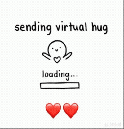 Person Sending Virtual Hug With Two Red Hearts GIF