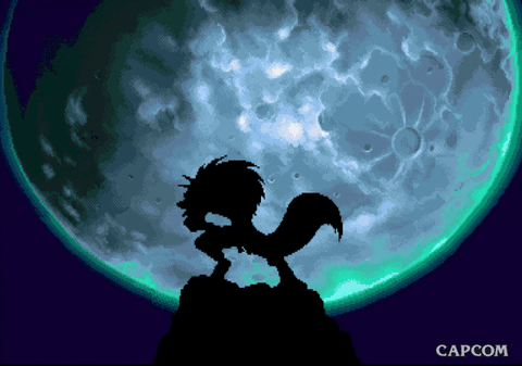 Person Silhouette In Front Of Full Moon GIF