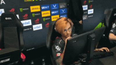 Person Sitting At Computer With Intel Logos GIF