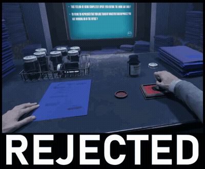Person Sitting At Desk With Bottle Of Pills Rejected GIF