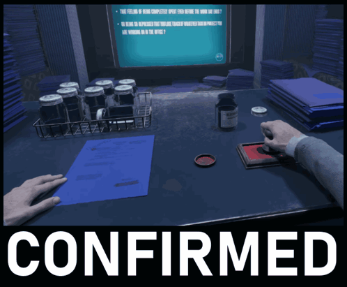 Person Sitting At Desk With Confirmed Sign GIF