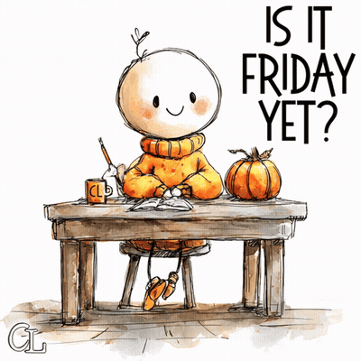 Person Sitting At Table With Pumpkin Saying Is It Friday Yet GIF