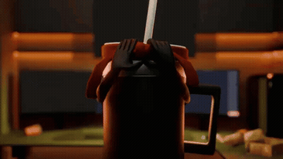 Person Sitting in Chair Holding Sword