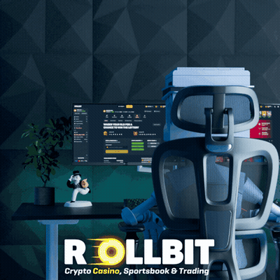 Person Sitting In Front Of Computer With Rollbit GIF