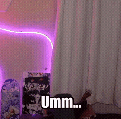 Person Sitting In Front Of Purple Umm Light GIF